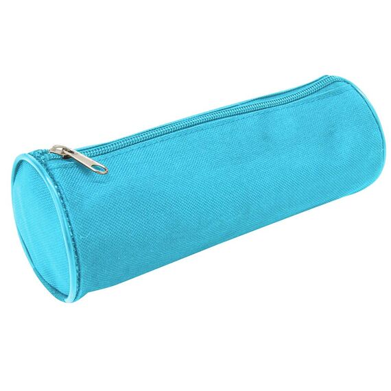 Waytex 931283 Federmäppchen, rund, 21 cm, Durchmesser 7,5 cm, Textil, Himmelblau, einfarbig