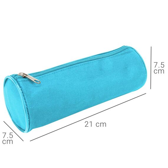 Waytex 931283 Federmäppchen, rund, 21 cm, Durchmesser 7,5 cm, Textil, Himmelblau, einfarbig
