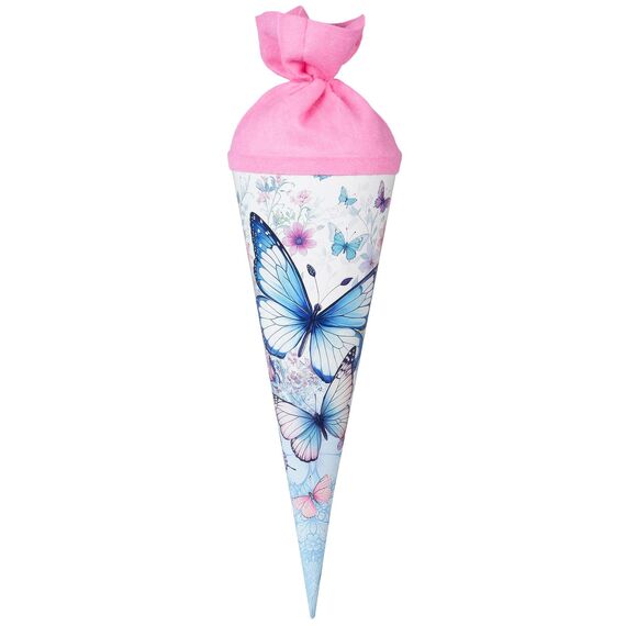 goldbuch 93 155 Geschwistertüte Schmetterlingsgarten, Schultüte mit Schmetterlingsmotiv, Lackkarton, Geschenkverpackung, Filzverschluss (ohne Verschlussband), Zuckertüte rund, Länge 35 cm, Ø 11,5 cm