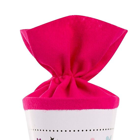 goldbuch 93 582 Geschwistertüte Fräulein Meer, Schultüte mit Meerjungfrauenmotiv, Lackkarton, Geschenkverpackung, pinker Filzverschluss (ohne Verschlussband), Zuckertüte rund, Länge 35 cm, Ø 11,5 cm