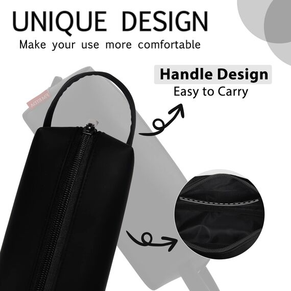 Fmeida Federmappe Schwarz Federmäppchen Mädchen PU Mäppchen Leder Federtasche Junge Schlampermäppchen Etui Single Stiftemäppchen Faulenzermäppchen Federpenal für Büro Uni Zubehör