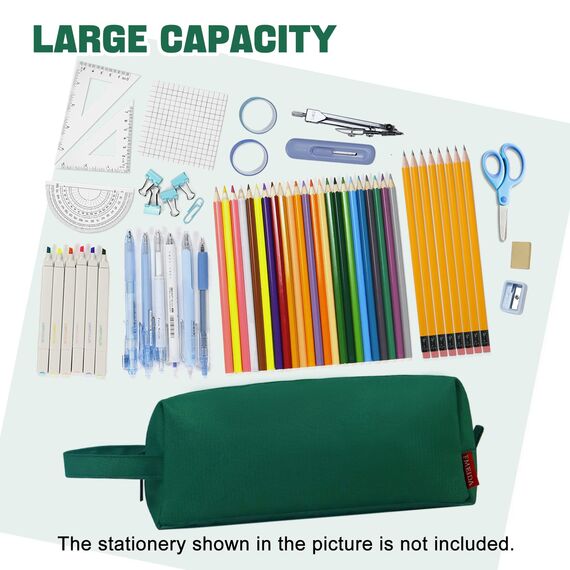 Fmeida Federmäppchen Mädchen Federtasche Junge Schlampermäppchen Federmappe Etui Single Stiftemäppchen Stiftemappe Federpenal Mäppchen für Büro Uni Dunkelgrün