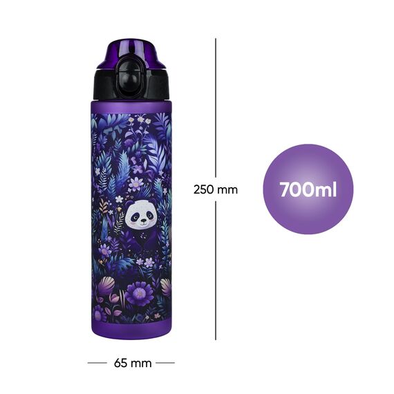 Baagl Kinder Trinkflasche, Auslaufsichere Wasserflasche 700ml, Schule und Sport Flasche für Mädchen, Vielseitige und Praktische Flasche mit verschließbarem Deckel (Jungle Panda)