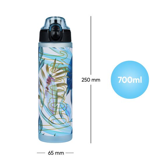 Baagl Kinder Trinkflasche, Auslaufsichere Wasserflasche 700ml, Schule und Sport Flasche für Mädchen, Vielseitige und Praktische Flasche mit verschließbarem Deckel (Leafs)