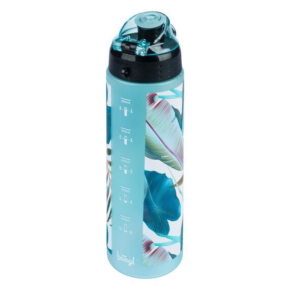 Baagl Kinder Trinkflasche, Auslaufsichere Wasserflasche 700ml, Schule und Sport Flasche für Mädchen, Vielseitige und Praktische Flasche mit verschließbarem Deckel (Leafs)