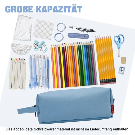 Fmeida Federmäppchen Mädchen Federtasche Junge Schlampermäppchen Erwachsene Federmappe Etui Single Stiftemäppchen Stiftemappe Federpenal Mäppchen für Büro Uni Hellblau