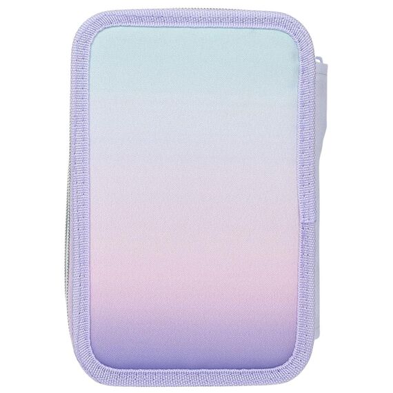 Federmäppchen 3-Fach – 44-teilig gefüllt – für Stitch und Angel Fan – mit Filzstiften, Buntstiften, Lineal – Viola – Schulmäppchen Mädchen & Geschenk für Kinder