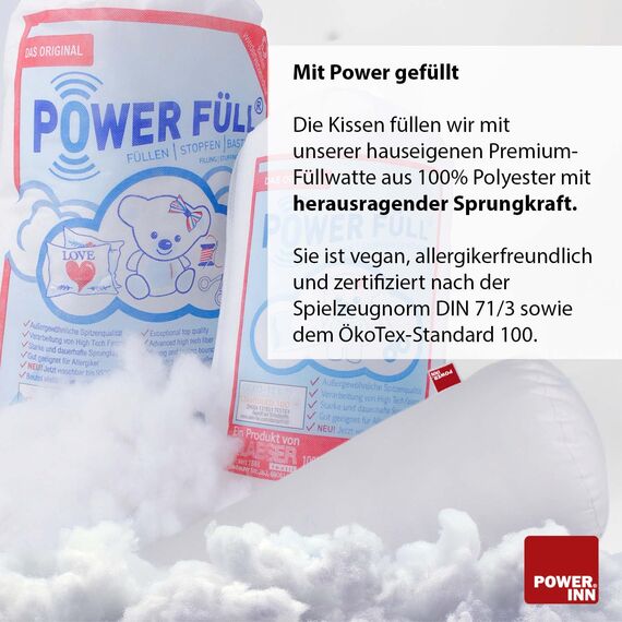 POWER INN Schultütenkissen ca. 70cm + Papprohling | Zuckertüte Innenkissen zur Einschulung | Füllkissen für die Schultüte | Stoff 100% Baumwolle | Allergiker geeignete Füllung (1, 70 cm + Rohling)