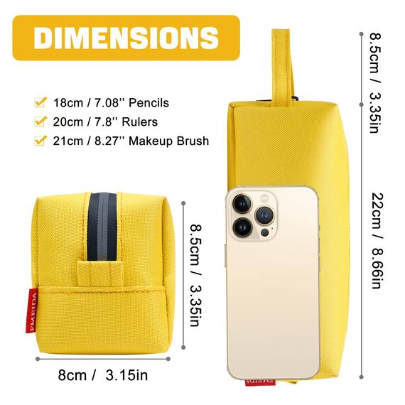 Fmeida Federmäppchen Mädchen Federtasche Junge Schlampermäppchen Federmappe Etui Single Stiftemäppchen Stiftemappe Schüttelpenal Mäppchen Erwachsene für Büro Uni Gelb