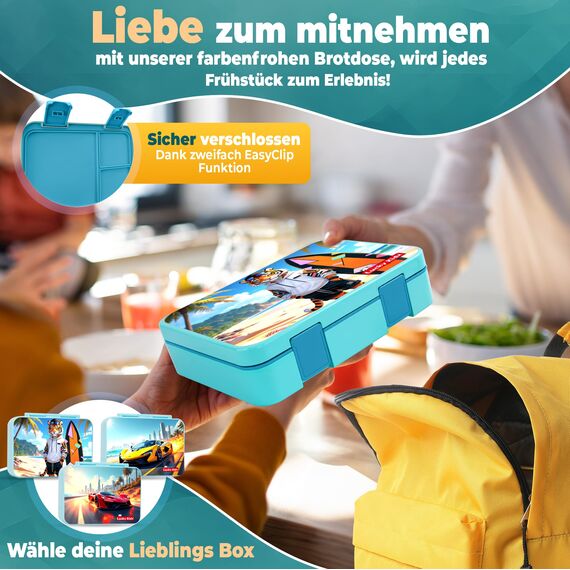 LUCKY KIDZ® Brotdose Kinder – auslaufsichere Lunchbox mit Fächern – Bento Box BPA-frei aus PP & ABS – spülmaschinengeeignet für Schule und Kindergarten – Premium Snackbox für gesunde Mahlzeiten