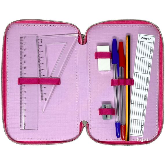 Clondo Disney Minnie Maus Federmäppchen 44 Stück, Mäppchen, mehrfarbig, Federtasche für Schreibwaren, Etui mit Stiften, Kugelschreiber, & mehr, Kinder, Mädchen & Jungen, Grundschule, 3 Fächer, 20 cm