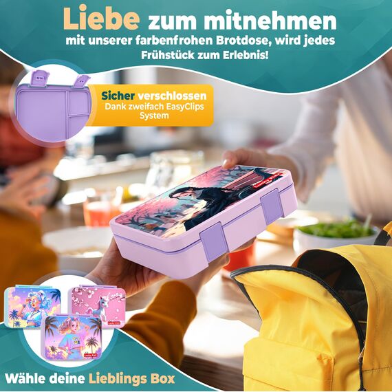LUCKY KIDZ® Brotdose Kinder – auslaufsichere Lunchbox mit Fächern – Bento Box BPA-frei aus PP & ABS – spülmaschinengeeignet für Schule und Kindergarten – Premium Snackbox für gesunde Mahlzeiten