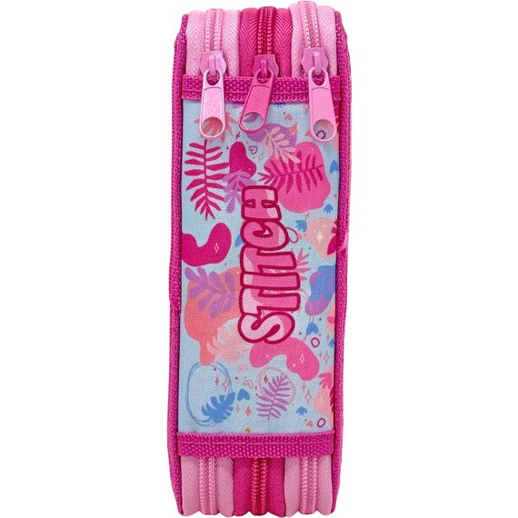 3-Fach Federmäppchen für Stitch Fan – 44-teilig, komplett gefüllt, inklusive Stifte, Bleistifte, Filzstifte, Buntstifte, Scheren – Grundschule und Geschenk – Offizielles Gadget für Kinder