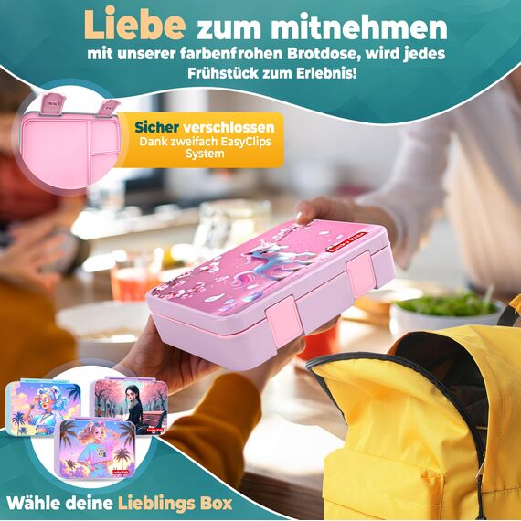 LUCKY KIDZ® Brotdose Kinder – auslaufsichere Lunchbox mit Fächern – Bento Box BPA-frei aus PP & ABS – spülmaschinengeeignet für Schule und Kindergarten – Premium Snackbox für gesunde Mahlzeiten
