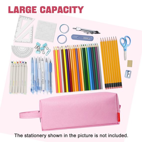 Fmeida Mäppchen Groß Federmäppchen Mädchen Federmappe Schlampermäppchen Federtasche Faulenzermäppchen Junge Etui Single Stiftetasche Stiftemappe Federpenal Rosa