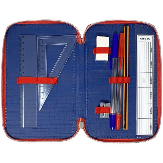 Clondo Spiderman Federmäppchen 44 Stück, Mäppchen, Mehrfarbig, Federtasche für Schreibwaren, Etui mit Stiften, Kugelschreiber, & mehr, Kinder, Mädchen & Jungen, Grundschule, 3 Fächer, Spidey