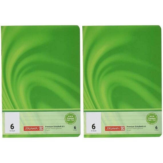 Brunnen 104570602 Schulheft A5 Vivendi (16 Blatt, blanko, mit Linienblatt) (Packung mit 2)
