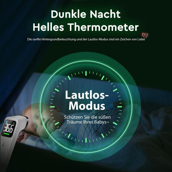 Fieberthermometer Kontaktlos für Babys, Kinder und Erwachsene, Infrarot-Stirnthermometer mit ultraklarem LED-Display, hohe Genauigkeit und Fieberalarm - Weiß