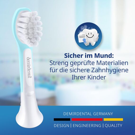 demirdental Ersatzbürsten für Kinder passend für Philips Sonicare Ersatzbürsten Kids, Compact Mini geeignet für 3-6 Jahre, entspricht HX6034, Türkis, 3er Set