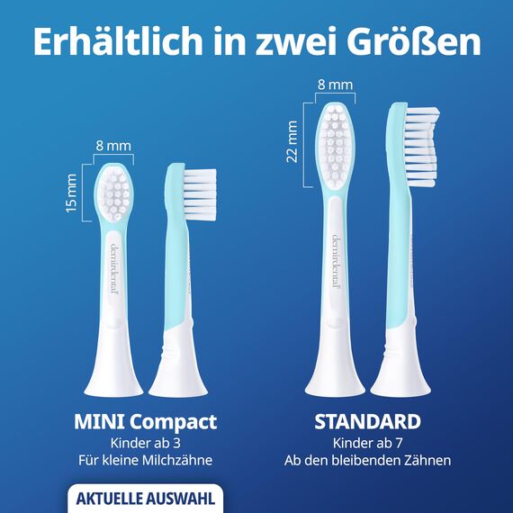 demirdental Ersatzbürsten für Kinder passend für Philips Sonicare Ersatzbürsten Kids, Compact Mini geeignet für 3-6 Jahre, entspricht HX6034, Türkis, 3er Set