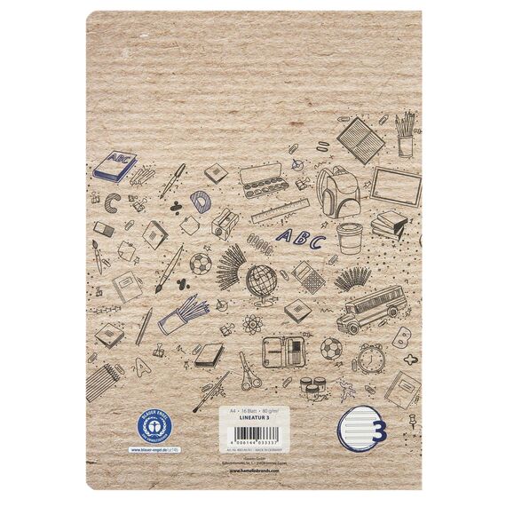 Landré Schulheft A4 Recycling, 16 Blatt, Lineatur 3, liniert, 10 Stück
