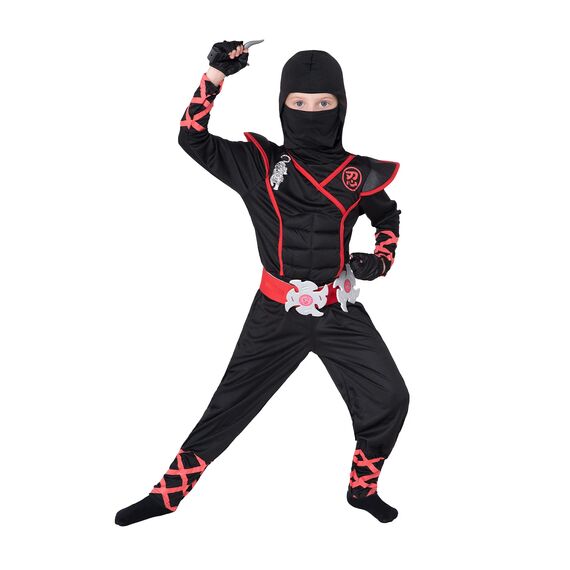 Spooktacular Creations Jungen Ninja Kostüm für Kinder mit Ninja Dolchen und Wurfsternen, Halloween Dress Up Party Karneval