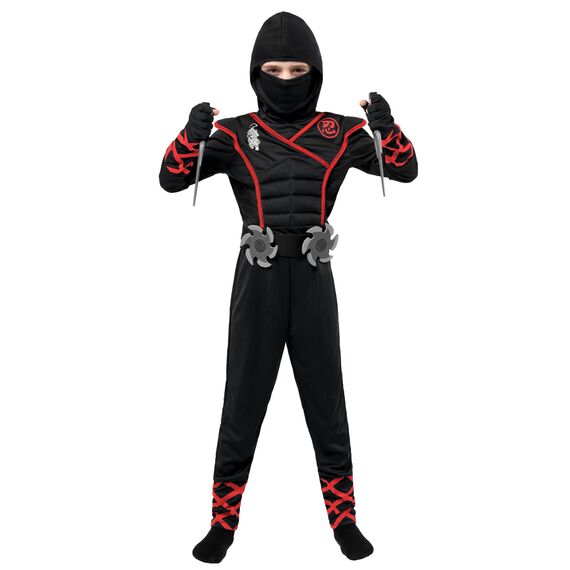 Spooktacular Creations Jungen Ninja Kostüm für Kinder mit Ninja Dolchen und Wurfsternen, Halloween Dress Up Party Karneval
