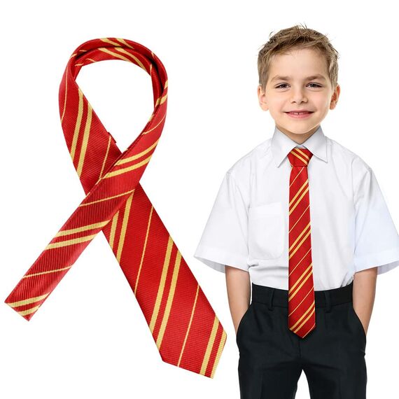 Aomig Zauberer Krawatte Kostüm für Jungen Mädchen, Cosplay Krawatte für Kinder Cosplay Fasching Karneval Halloween Party Kostüme Accessoires Set(Rot)