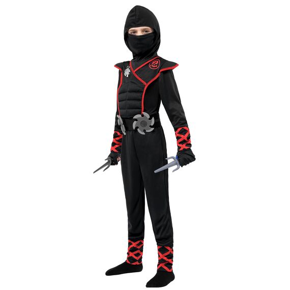 Spooktacular Creations Jungen Ninja Kostüm für Kinder mit Ninja Dolchen und Wurfsternen, Halloween Dress Up Party Karneval