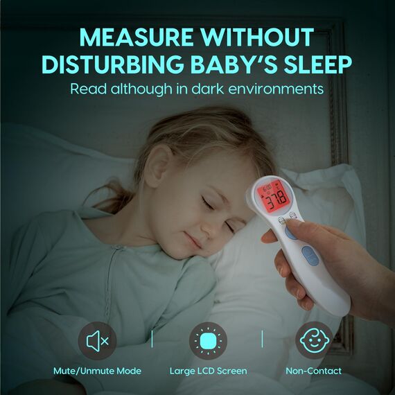 Fieberthermometer für Babys, Kinder und Erwachsene, kontaktloses Stirnthermometer Infrarot Thermometer mit sofortiger genauer Ablesung, Fieberalarm, Blau