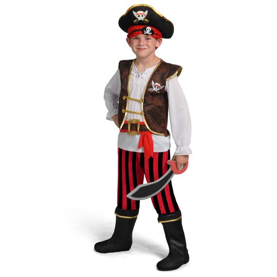 Spooktacular Creations Piratenkostüm für Jungen, klassisches braunes Piraten-Outfit-Deluxe-Set mit Spielzeugzubehör für Kleinkinder, Halloween, Rollenspiel-Mottoparty (Mittel, 8–10 Jahre)