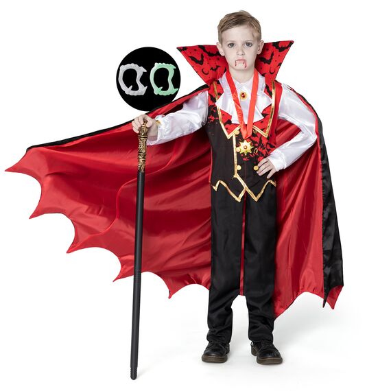 Spooktacular Creations Kinder-Vampir-Kostüm für Jungen, gruseliges rotes Halloween-Vampir-Kostüm für Kinder (XL (12–14 Jahre))