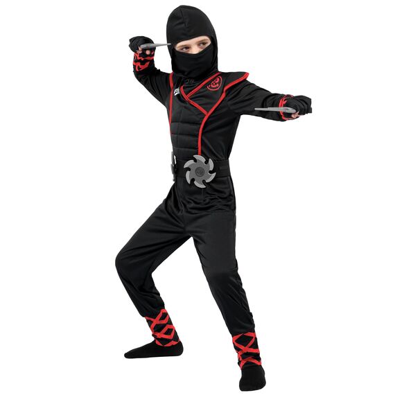 Spooktacular Creations Jungen Ninja Kostüm für Kinder mit Ninja Dolchen und Wurfsternen, Halloween Dress Up Party Karneval