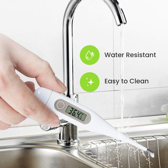 Digitales Fieberthermometer, Rektal, Oral, Achselthermometer Fieber Thermometer für Baby Kinder Erwachsene, Genaue und Schnelle Ablesungen, Wasserdichte Sonde, grau