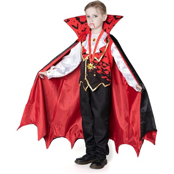Spooktacular Creations Kinder-Vampir-Kostüm für Jungen, gruseliges rotes Halloween-Vampir-Kostüm für Kinder (XL (12–14 Jahre))