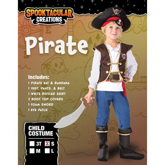 Spooktacular Creations Piratenkostüm für Jungen, für Kinder, Kostüm für Rollenspiele, Deluxe-Kostüm-Set, Größe M