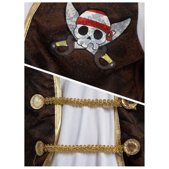 Spooktacular Creations Piratenkostüm für Kinder, Jungen, klassisches braunes Piraten-Outfit-Deluxe-Set mit Spielzeugzubehör für Kleinkinder, Halloween, Rollenspiel-Mottoparty (klein, 5–7 Jahre)