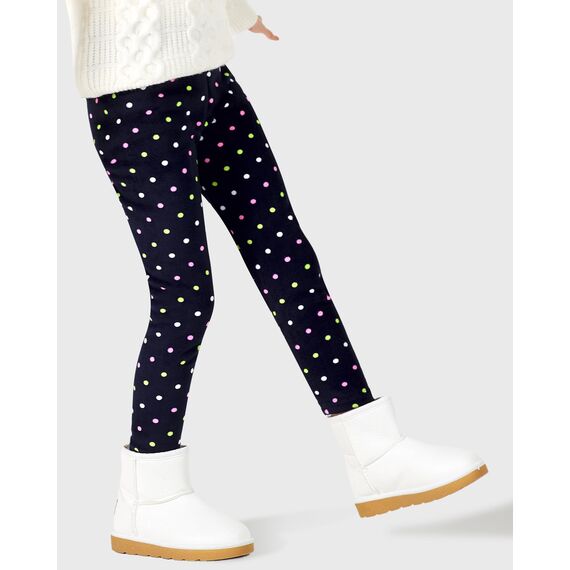 Adorel Mädchen Winter Leggings Gefüttert Warm Bunt Dicke Thermohosen 2er-Pack Bunte Punkte & Bunte Sterne 122-128 (Herstellergröße 130)