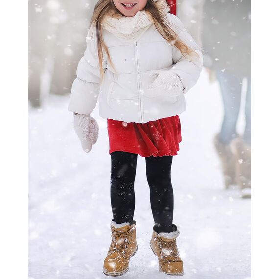 Domee Mädchen Thermo Leggings Gefütterte Hosen Winter Warme Baumwolle Schwarz 146-152 (Herstellergröße 160)