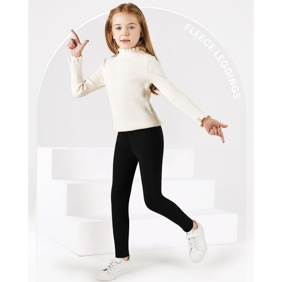 Adorel Mädchen Thermo Leggings Gefüttert Winter Baumwolle Thermohosen 2er-Pack Schwarz, Marine 134-140 EU (Herstellergröße 150)
