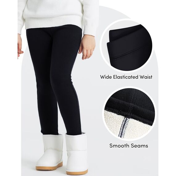Adorel Mädchen Gefütterte Leggings Baumwolle Warm Winter Hosen Thermohosen Schwarze Einzelne 134 EU (Herstellergröße 140)