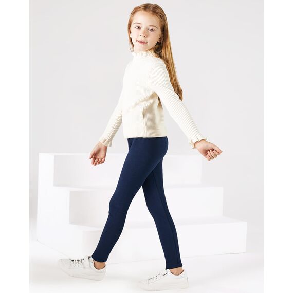 Adorel Mädchen Thermo Leggings Gefüttert Winter Baumwolle Thermohosen 2er-Pack Schwarz, Marine 134-140 EU (Herstellergröße 150)