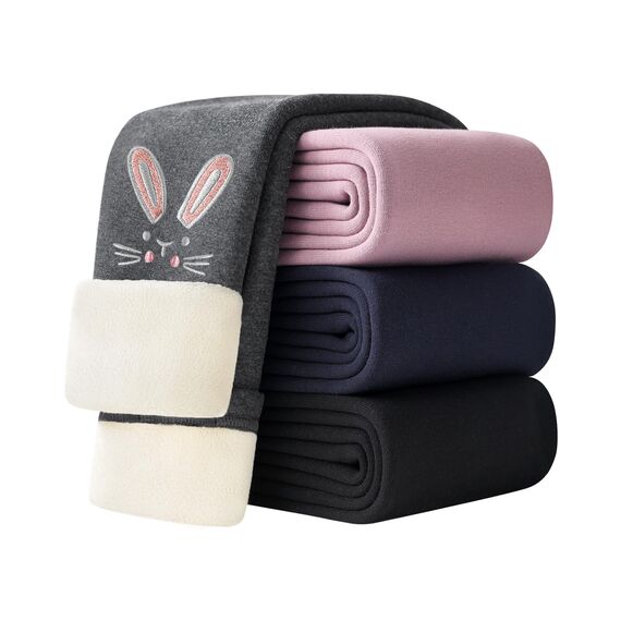 Adorel Mädchen Thermo Leggings Gefüttert Baumwolle Stickerei Winter Warm Hosen Dunkelgraue Einzelne 116-122 EU (Herstellergröße 120)