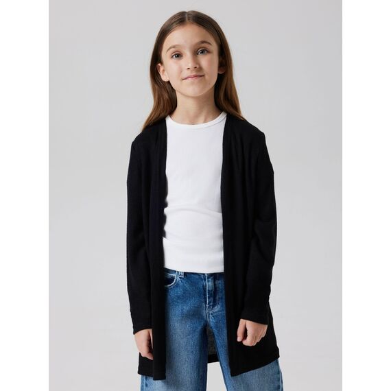 NAME IT Girl's NKFVICTI LS Knit Card L NOOS Strickjacke, Black, 158/164