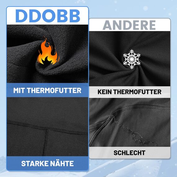 DDOBB 2er Pack Thermo Leggings Mädchen Gefütterte Winter Leggins Mit Fleece Kinder High Waist Thermounterwäsche Dicke Warm Lange Hose für Alltag(Schwarz*2, L=(134-146))