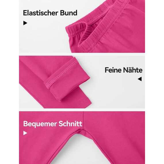 KEREDA 3er-Pack Leggings Mädchen Sporthose Kinder Baumwolle Sport Hose Teenager Turnhose Lang Rosarot/Rosa/Dunkelviolett 134-140