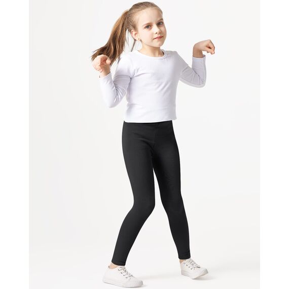 Adorel Mädchen Leggings Baumwolle Lang Unifarbe Leggins Hosen 3er-Pack Schwarz 134-140 EU (Herstellergröße 140)