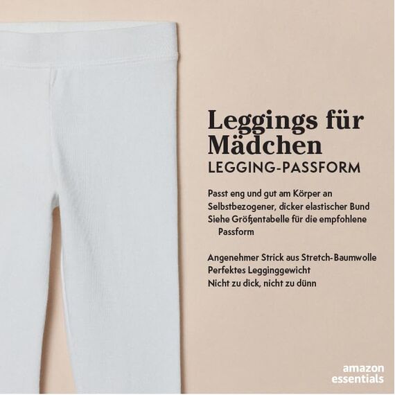 Amazon Essentials Mädchen Leggings, 3er-Pack, Marineblau Heidekraut/Himbeere/Weiß, 5 Jahre