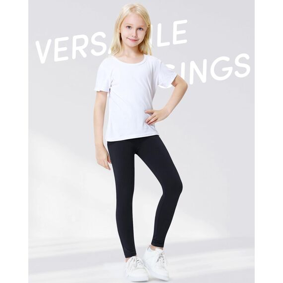Charmi Mädchen Leggings Sport Baumwoll Hosen 3er-Pack Schwarz 164-170 (Herstellergröße 170)