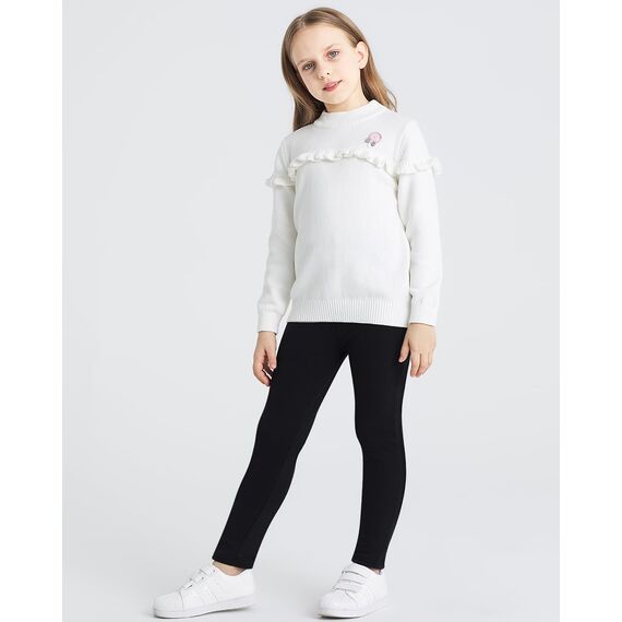 Adorel Mädchen Thermo Leggings Baumwolle Gefütterte Winter Warme Dicke Hosen Schwarz 146-152 EU (Herstellergröße 160)